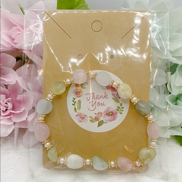 Nature Morganite Crystal with pearl bracelet - Picture 9 of 9